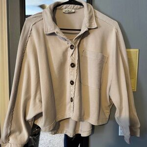 Listicle Beige Crewneck Top